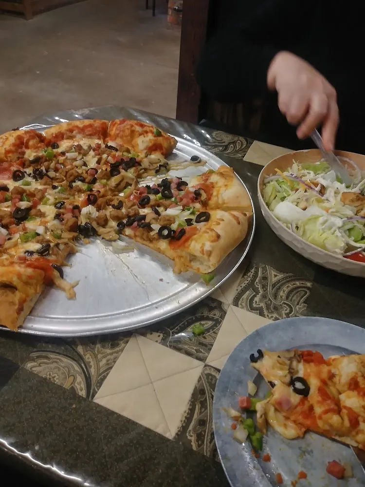 Meat Lovers Pizza and Grilled Chicken Salad